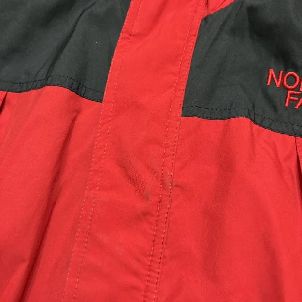 Vtg 90s The North Face Jacket Medium Red Black Hooded Ski Snow Parka Nylon Shell